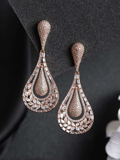 Jain Jewellers Silver Plated AD Dangler Earrings