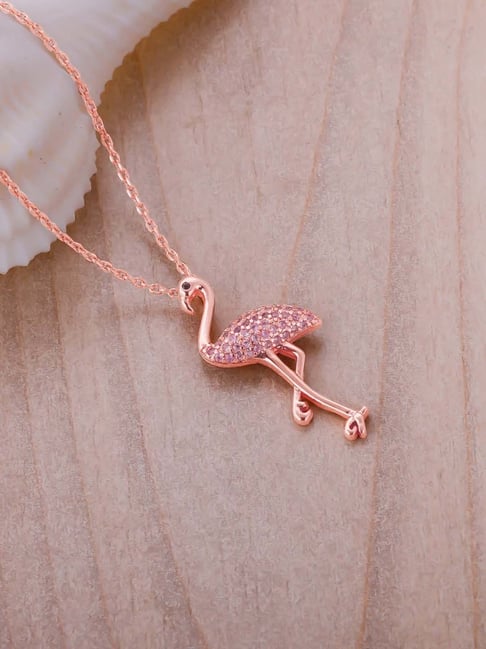 GIVA 92.5 Sterling Silver Flamingo Pendant with Chain for Women