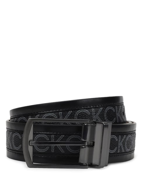Buy CALVIN KLEIN JEANS Black Domed Mono Inlay Waist Belt for Men