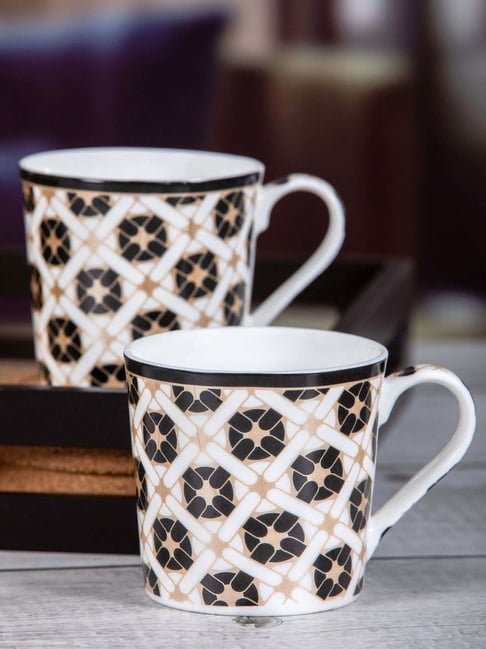 Ceramic Mug Black And White China Mugs SONAKI White Black Bone