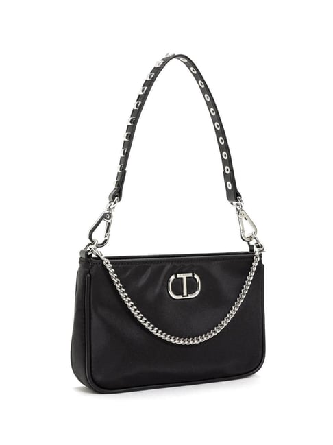 Black Leather compact shoulder bag