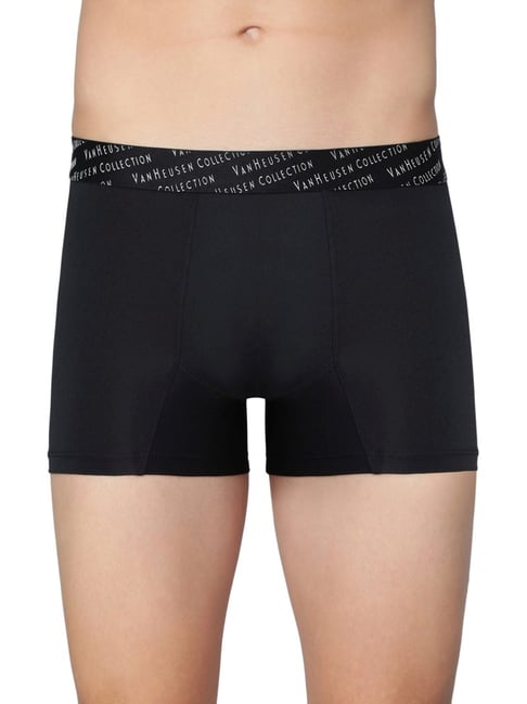 Van Heusen Regular Fit 4 Way Stretch 3D Logo Waistband Solid Tactel Trunks - Pure Black-picture-30