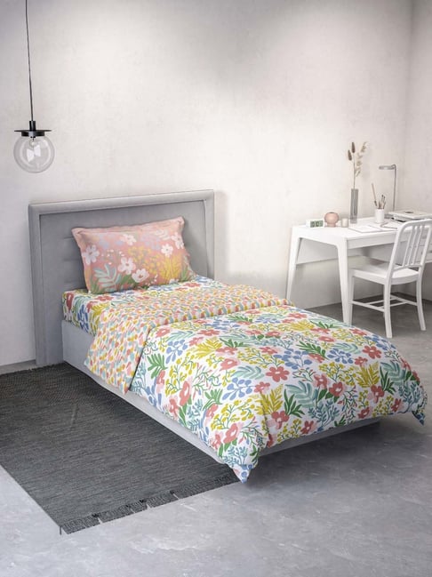 DDecor Floral Pink 136 TC Cotton Single Bedding Set