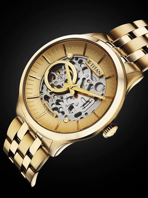 Gold plated discount watches mens titan