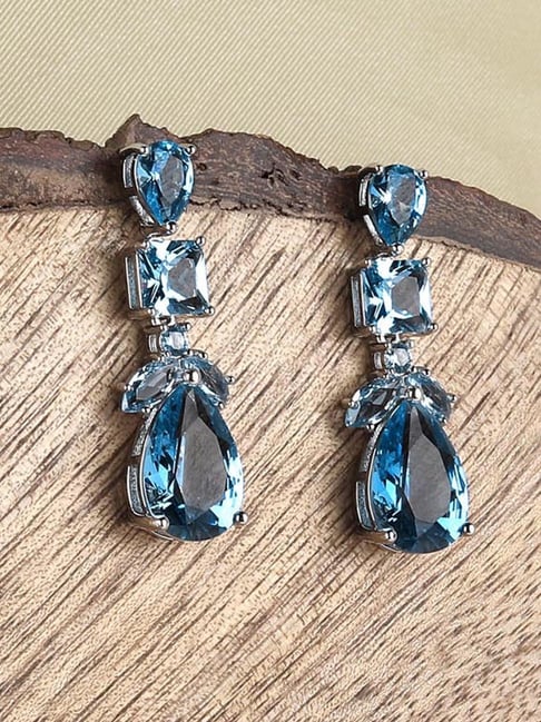 Handmade Agate and Aquamarine Beaded Earrings - Azure Love | NOVICA