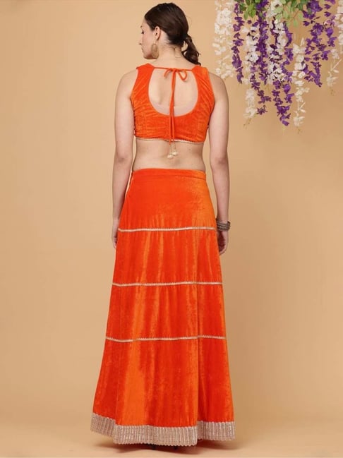 Toasted Orange Embroidered Jacket and Skirt Set | Arpita Mehta – KYNAH