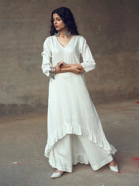 Gulaal White Urvashi Harsha Kurta with Pant