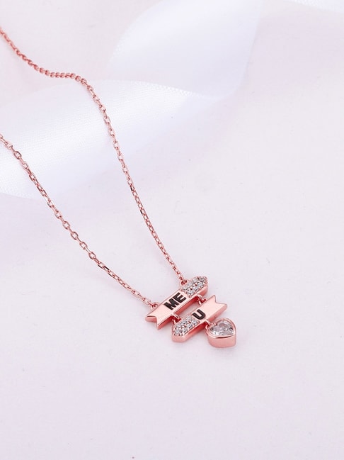GIVA Love is Everywhere 92.5 Sterling Silver Enamel You and Me Rose Gold Necklace