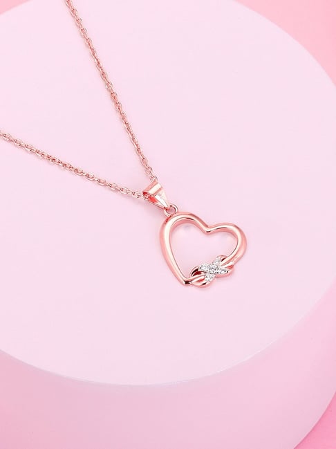 Buy GIVA 925 Silver Studded Infinity Heart Rose Gold Pendant