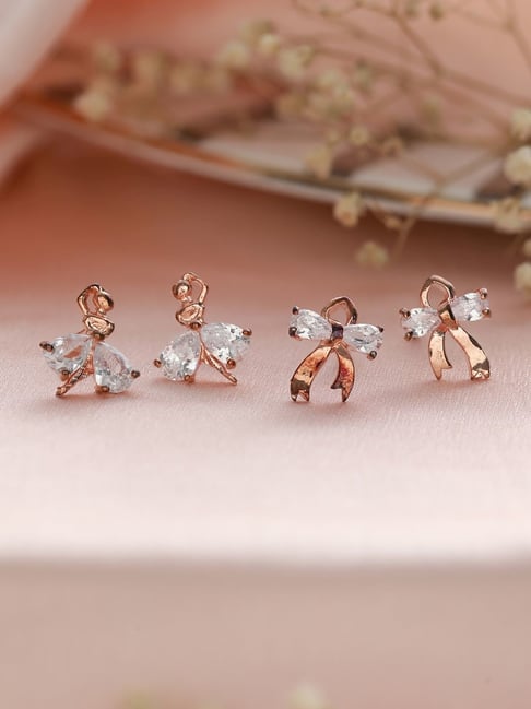 Delicate Wooden Stud Earrings Heart Rose Bear Design Elegant - Temu