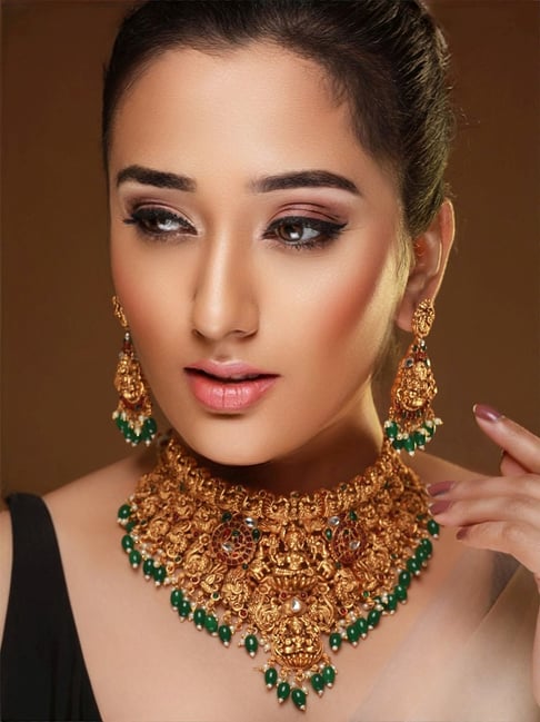 Gold plated kerala style necklace M272 – Urshi Collections
