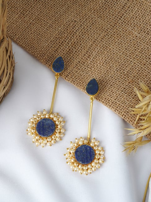 Buy Blue & White Earrings for Women by MAHI Online | Ajio.com