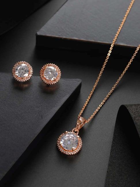 Rose gold pendant set sale