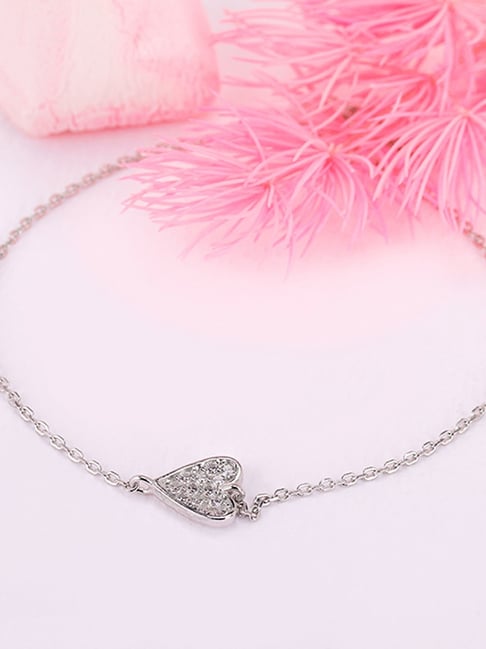 Giva Sterling Silver Tiny Heart Charm Bracelet For Women(Adjustable)