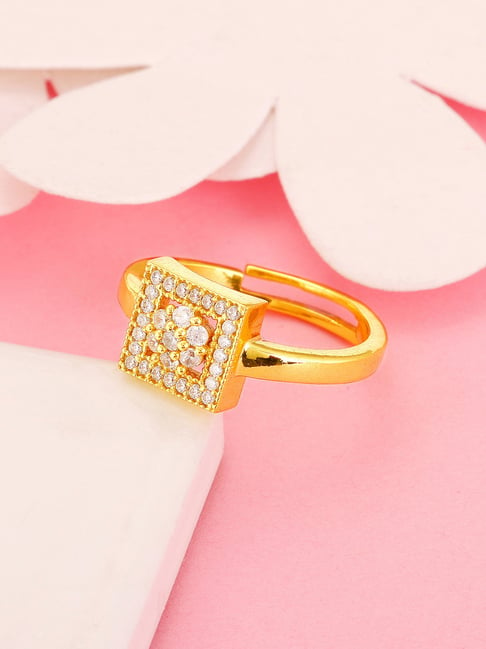 Flashy Ring for Women Stylish Square Yellow Zircon Ring Exquisite Women's  Engagement Jewelry with Adjustable Opening - AliExpress