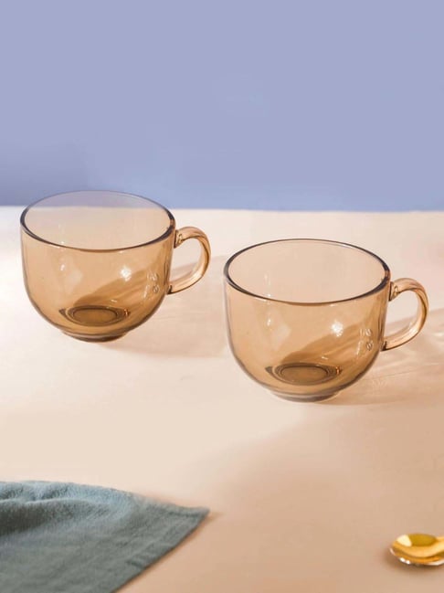 Brown glass store cups