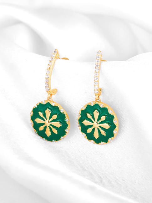 Pure 925 Sterling Silver Cute and Elegant Green Flower Enamel Bali Hoop  Earrings Kids Jewellery Allergy