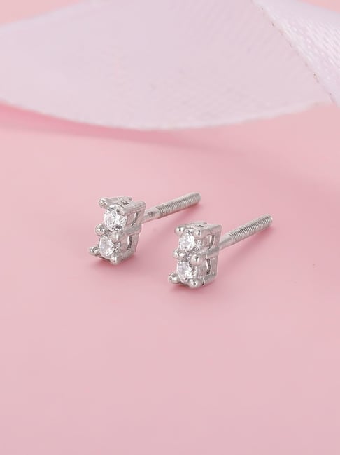 Buy GIVA Sterling Silver Zircon Dual Stud Earrings Online At - Main Image