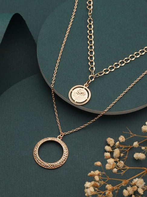 Multi Layer Rose Gold PLated Statement Neckpiece Alloy Necklace Rose Gold  Toned Multi Layer Chain Necklace