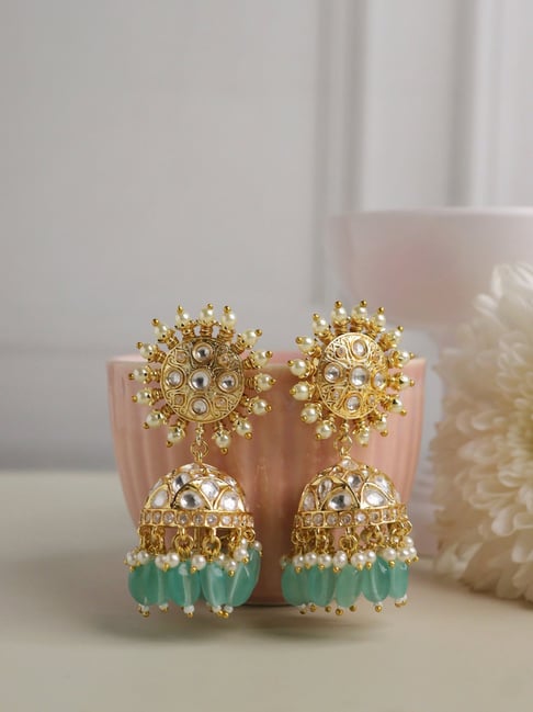 Green Meenakari Earrings – SAV JEWELS