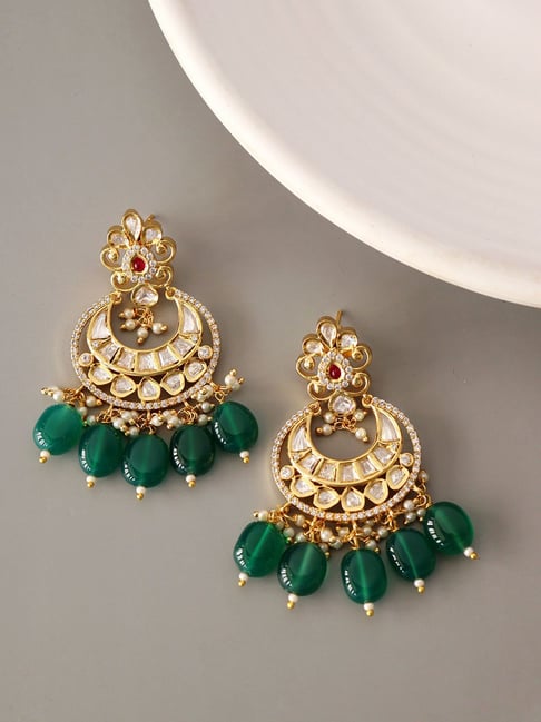 Buy Buy Women's Alloy Chandbali Earring in Green Online - (E2859RGG) —  Karmaplace