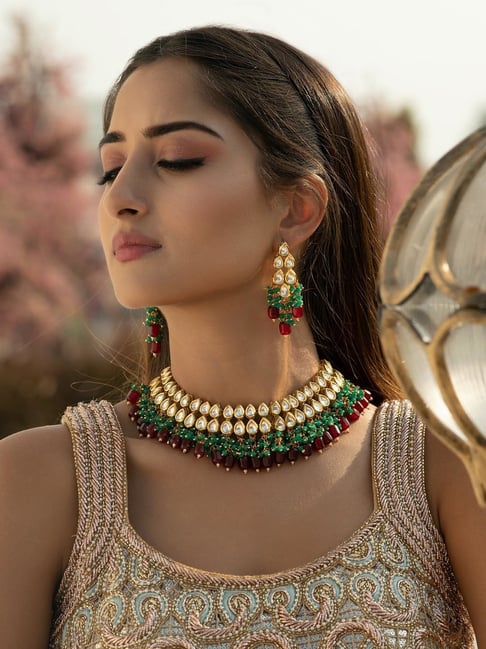 Red necklace sale and earring set