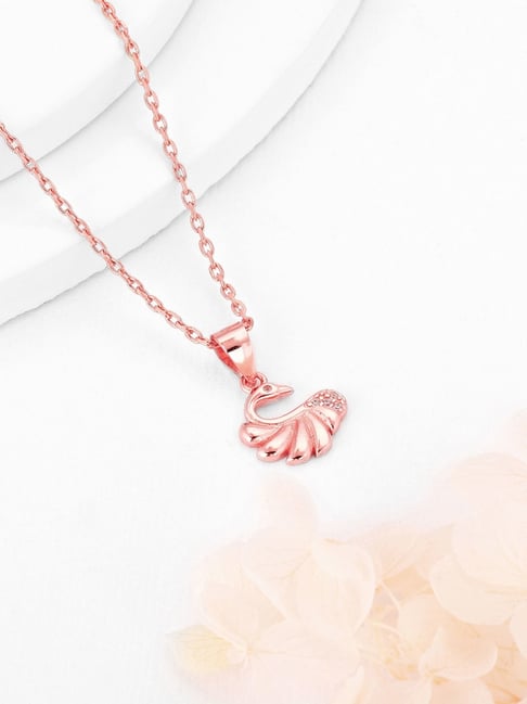 GIVA 92.5 Sterling Silver Rose Gold Graceful Swan Classic Pendant with Link Chain Women-picture-19