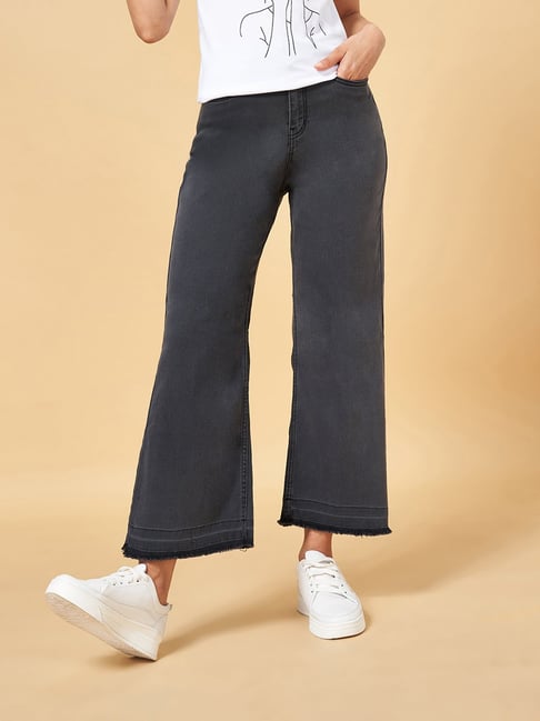People by Pantaloons Grey Cotton Mid Rise Jeans