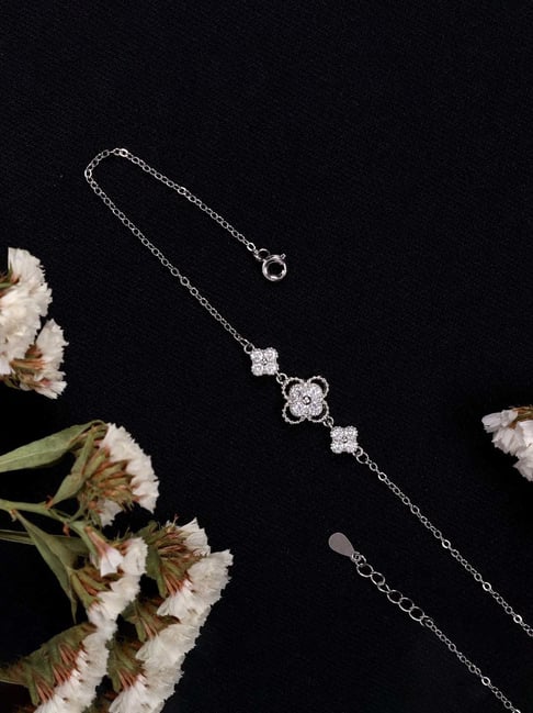 The Real Effect London 800 Sterling Silver White Gold Anklet for Women-picture-30