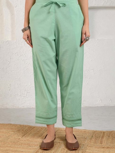 High Waist Ladies Green Fusion Cotton Trouser, Casual Wear, Straight Fit at  best price in New Delhi
