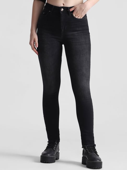 Only Black Cotton Skinny Fit High Rise Jeans