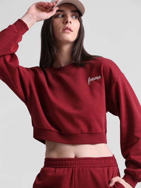 Maroon on sale crop hoodie