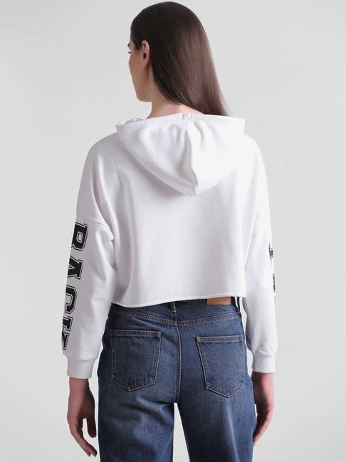 Buy Only White Graphic Print Cropped Hoodie for Women Online @ Tata CLiQ