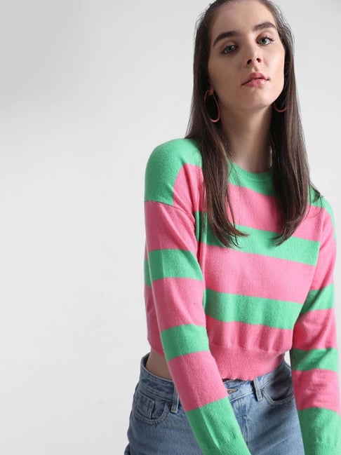 Only Green & Pink Striped Pullover-picture-33