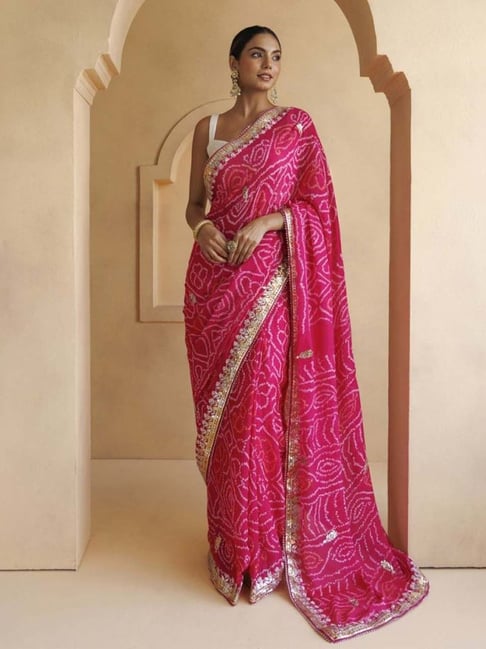 Purple Gharchola Pure Gaji Silk Bandhani Saree – Elegantt Drapes