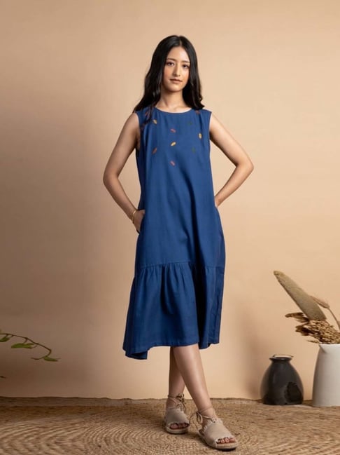 Buy Uri by Mrunalini Rao Pink Organic Cotton Midi Dress Online | Aza  Fashions