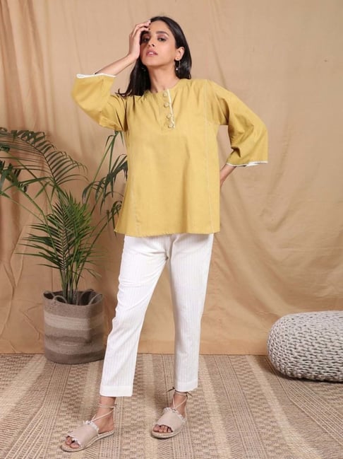 Buy Mushio Tejasvi Mustard Top for Women Online Tata CLiQ Luxury