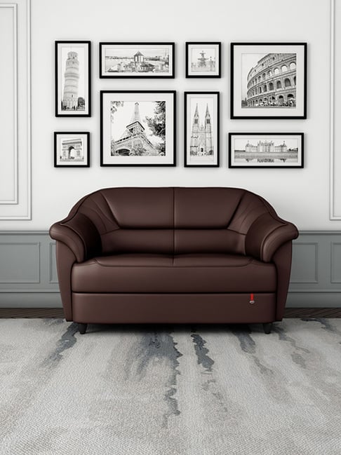 Buy Durian Quilted Dark Brown Premium Leatherette 2 Seater Sofa at