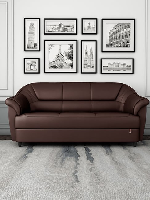 Buy Durian Quilted Dark Brown Premium Leatherette Seater Sofa at