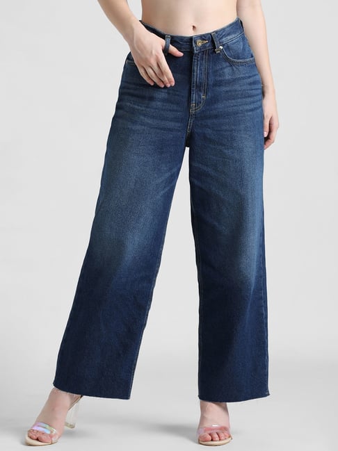 Buy Only Dark Blue Cotton Relaxed Fit Relaxed Fit Mid Rise Jeans for Women  Online @ Tata CLiQ