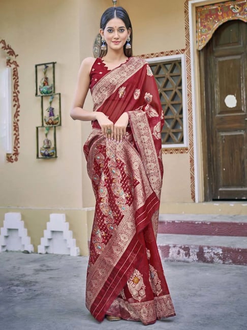 WINE RED Sequin Saree for Women | Indian Saree for Wedding Reception Party  | The Silk Trend