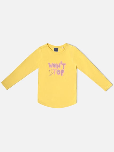Sleeve Yellow Junior Tops Buy Allen Solly Junior Yellow Printed