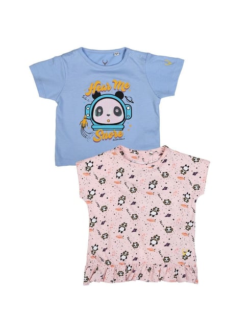 Allen Solly Junior Sky Blue & Pink Printed T-Shirt (Pack Of 2)-picture-10