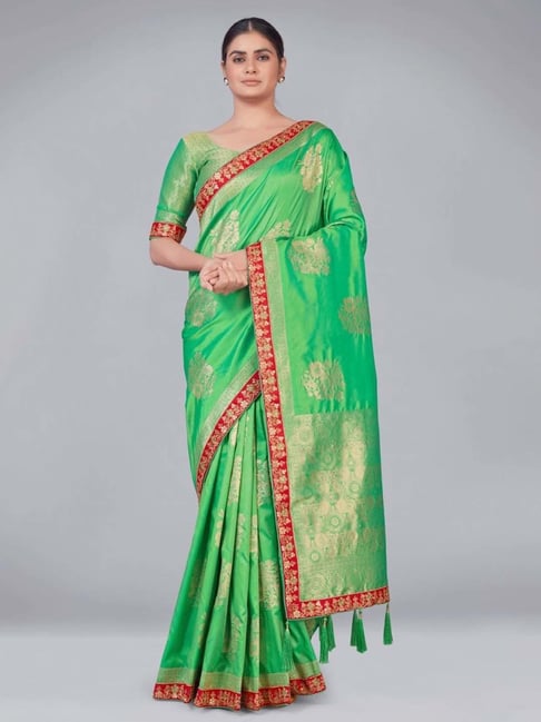 Light Green Floral Chiffon Printed Saree