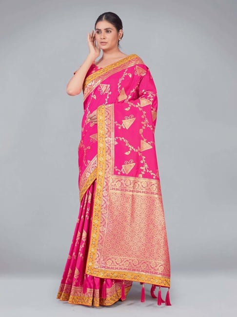 Chanderi Adda wedding wear pink and Rani pink color meenakari buta soft  pattu silk saree at Rs 12500 | Chanderi Silk Saree in Chanderi | ID:  25455265655