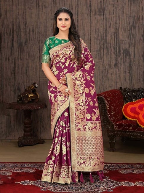 MAGENTA BEAUTIFUL BANARASI SILK SAREE - Mr & Mrs Creation - 4168561