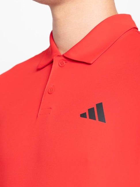 Adidas Bright Red Regular Fit Sports Polo