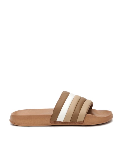 Buy LUNA BLU Brown Trip Slide Sandals from Westside