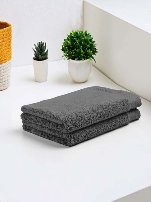 Buy Spaces Luxury Charcoal Grey 670 GSM Hand Towel Set of 2 at Best Price Tata CLiQ