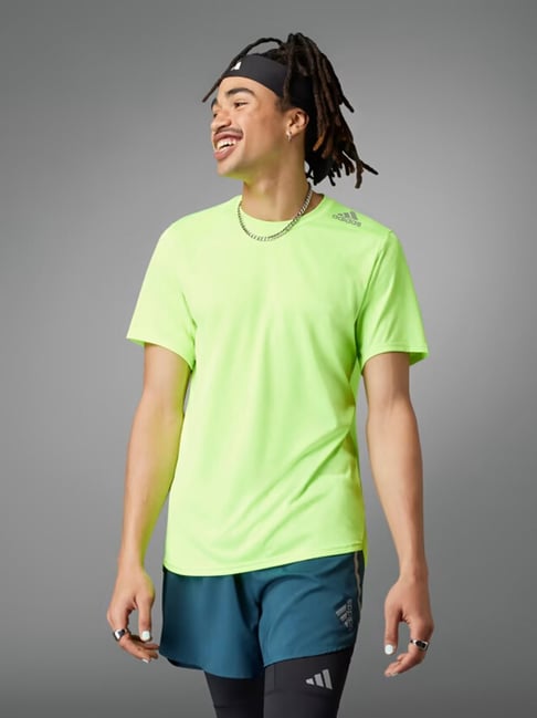 adidas Green Regular Fit Designed 4 Running Sports T-Shirt